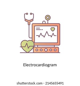 Electrocardiogram vector Filled Outline Icon Design illustration. Medical And Lab Equipment Symbol on White background EPS 10 File