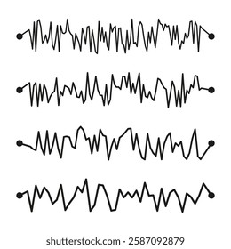 Electrocardiogram waveform. Heartbeat signal graph. Medical pulse line. Vector cardiology symbol.