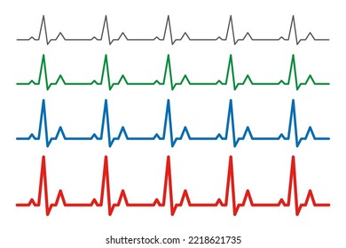 Electrocardiogram waveform style line material set. Vector material with adjustable line width and line color.