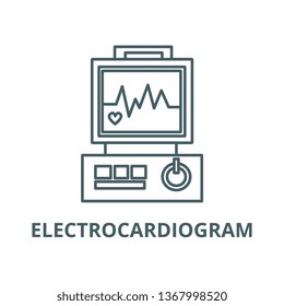Electrocardiogram,heart analyse line icon, vector. Electrocardiogram,heart analyse outline sign, concept symbol, flat illustration