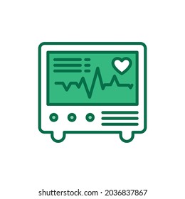 Electrocardiograph color line icon. Medical device for checking the patient’s heart condition.Outline pictogram for web page, mobile app, promo.