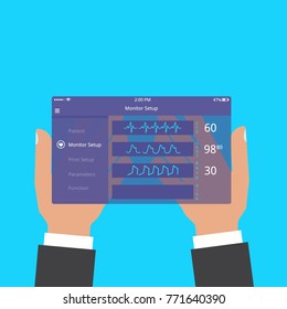 Electrocardiograph machine vector.  Flat  medical ekg device. Medical equipment.