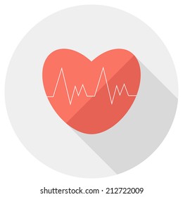Electrocardiography icon. Flat design style modern vector illustration. Isolated on stylish color background. Flat long shadow icon. Elements in flat design.