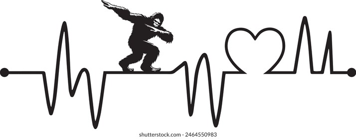 
Línea de electrocardiografía - Línea de pulso de latido con Vector de diseño de pie grande
