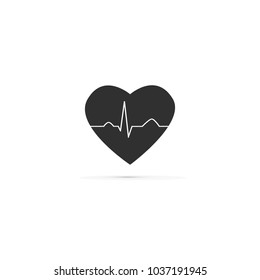 Electrocardiography vector icon. ECG vector symbol. ECG line and heart. ECG background.