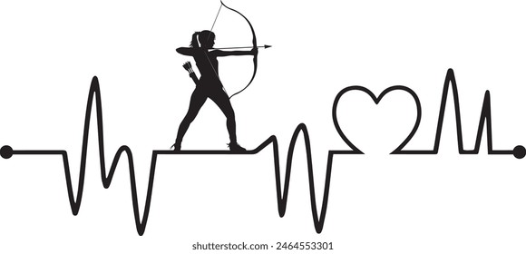 Electrocardiography Wave - Heartbeat pulse line with Archery targeting design vector