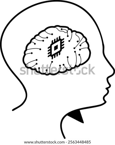 Electrocorticography isometric vector, Artificial general intelligence symbol, Natural Language Processing sign, Machine and Deep Learning illustration computational neuroscience concept