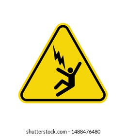 Electrocution Voltage Sign Isolated On White Background. ISO Triangle Warning Symbol Simple, Flat, Vector, Icon You Can Use Your Website Design, Mobile App Or Industrial Design. Vector Illustration.
