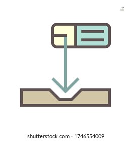 Electrode welding icon. Include welding electrode stick, holder and workpiece. For welding process to join metal by electricity i.e. fabrication, construction, erection, pipeline welding. 64x64 px.