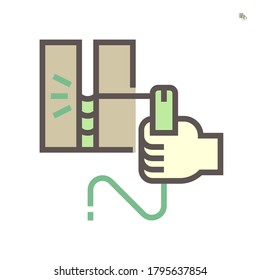 Trabajo de soldadura e icono del vector de trabajo, píxel perfecto 64x64 y trazo editable.