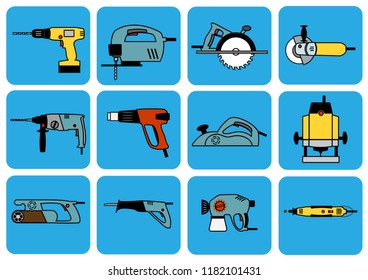 electro-driven tools, power tools, belt sander, drill, screwdriver, electric jig saw, manual circular saw, angle grinder, puncher, rock-drill, heat gun, hot air gun, 
plane, belt sander, manual cutter