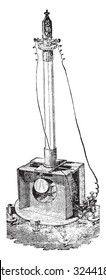 Electrodynamometer by Weber, vintage engraved illustration. Industrial encyclopedia E.-O. Lami - 1875.