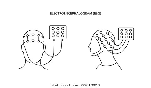 Electroencephalogram line icon in vector, illustration electroencephalography.