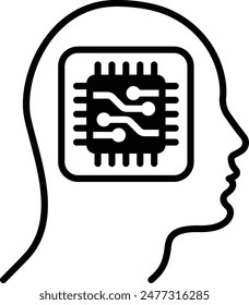 Electroencephalography brain-computer interface vector design, Artificial general intelligence symbol, Natural Language Processing, Machine Deep Learning illustration, Partially invasive BCI concept