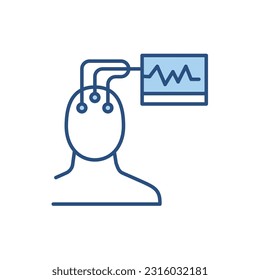 Electroencephalography related vector line icon. Isolated on white background. Vector illustration. Editable stroke