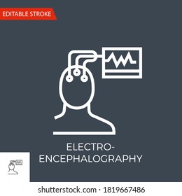 Electroencephalography Thin Line Vector Icon. Flat Icon Isolated on the Black Background. Editable Stroke EPS file. Vector illustration.