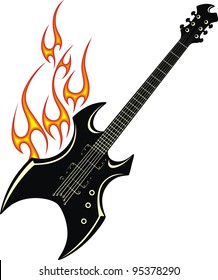 Electroguitar of the strong form with fire