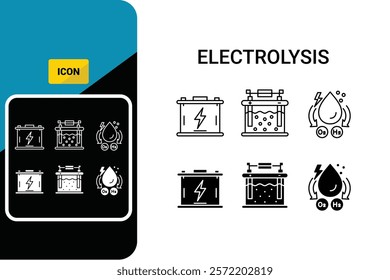 Electrolysis concept icon. Ionic parts decomposition. Natural fuel source. Revolutionary energy abstract idea. Icon Simple Vector