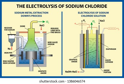 The Electrolysis of Sodium Chloride. Vector illustration 