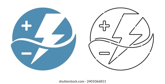 Electrolyte Drink flat decorative icon for mineral water or other beverages - electric ions in water hemisphere