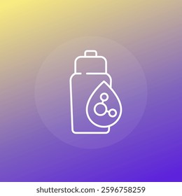 Electrolyte drink icon with sports water bottle, line vector