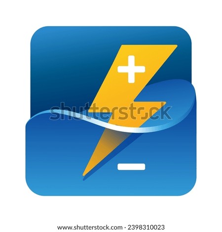 Electrolyte Drink square icon for mineral water or other beverages - electric ions in water hemisphere