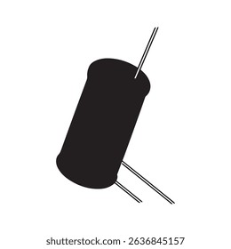 Electrolytic capacitor component icon on White Background