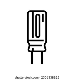 vector de icono de la línea de componentes electrónicos del condensador electrolítico. señal de componente electrónico condensador electrolítico. símbolo de contorno aislado ilustración negra