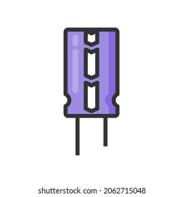 Icono de línea de condensador electrolítico, accesorios de pieza electrónica y de circuito en la placa principal 4000x4000 píxeles de fondo blanco de la placa