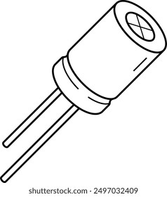 Electrolytic capacitor. Passive electronic component. Vector outline icon.