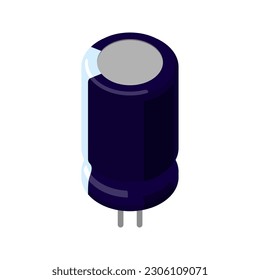 Electrolytic capacitor vector illustration, perfect for graphic designers in search of a visual depiction of a widely used capacitor type known for its high capacitance and polarity sensitivity.