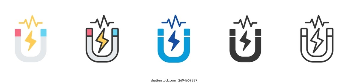 Icono de electroimán conjunto de varios estilos de colección