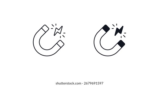 Icono de conjunto de electroimán con Vector de fondo blanco