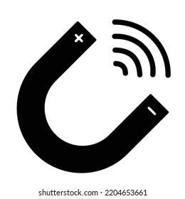 Electromagnetic Black Glyph Vector Icon which can easily modifiy or edit

