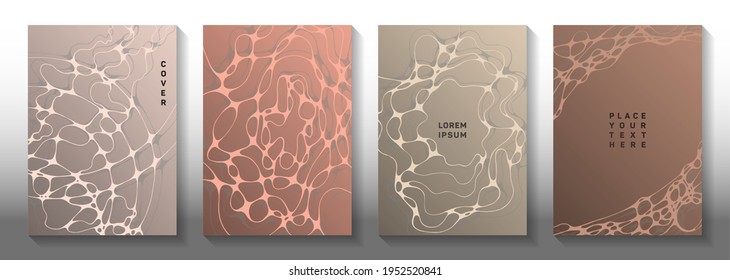Electromagnetic field concept abstract vector covers. Smooth waves render backdrops. Minimal cover vector layouts. Engineering cover pages graphic design set.