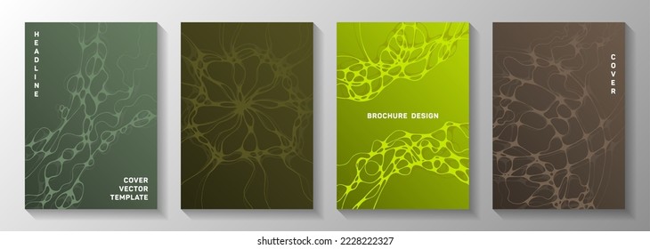 Electromagnetic field concept abstract vector covers. Intersecting waves ripple backdrops. Delicate brochure vector layouts. Radiology cover pages graphic design set.