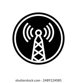 electromagnetic interference label glyph icon vector. electromagnetic interference label sign. isolated symbol illustration