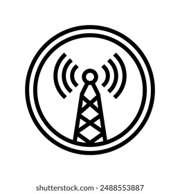 electromagnetic interference label line icon vector. electromagnetic interference label sign. isolated contour symbol black illustration