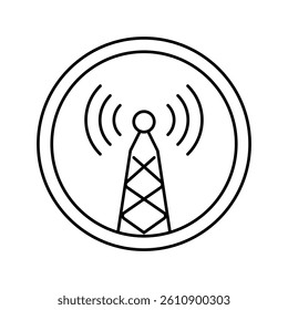 electromagnetic interference label line icon vector. electromagnetic interference label sign. isolated contour symbol black illustration