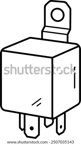 Electromagnetic relay. Vector outline icon.