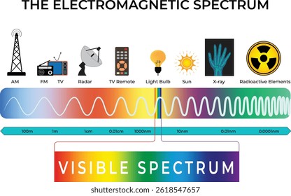 Electromagnetic Spectrum Overview Design Vector Illustration