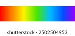 Electromagnetic spectrum. Sun light ultraviolet colors. RGB palette. Multicolored wavelength. Border with colorful gradient rainbow print isolated on white background. Vector illustration.