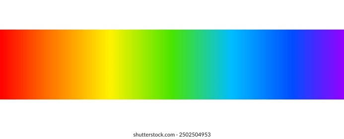 Electromagnetic spectrum. Sun light ultraviolet colors. RGB palette. Multicolored wavelength. Border with colorful gradient rainbow print isolated on white background. Vector illustration.