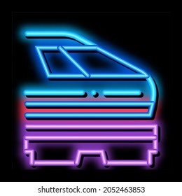 electromagnetic train neon light sign vector. Glowing bright icon electromagnetic train sign. transparent symbol illustration