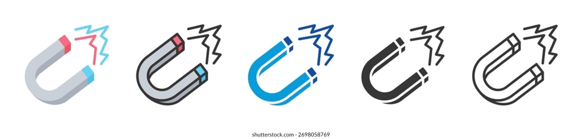 electromagnetism icon set multi style various collection