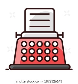 Electromechanical machine vector, icon design of typewriter in modern flat style 