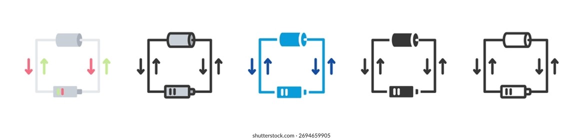 electromotive force icon set multi style various collection