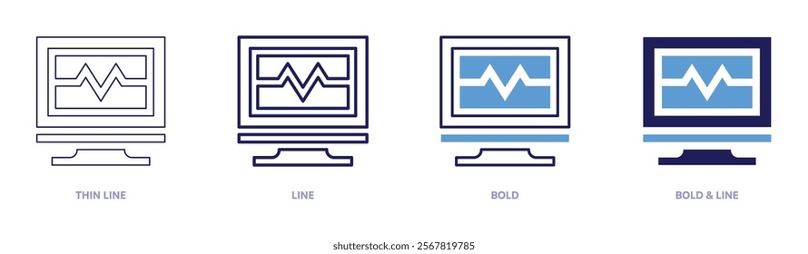 Electromyography icon in 4 different styles. Thin Line, Line, Bold, and Bold Line. Duotone style. Editable stroke.