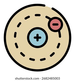 Electron charge icon. Outline electron charge vector icon color flat isolated