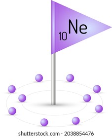 Electron configuration of Ne, 3d vector, bohr diagram